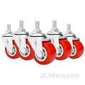 Rodízios de haste threaded de PVC vermelho leves leves